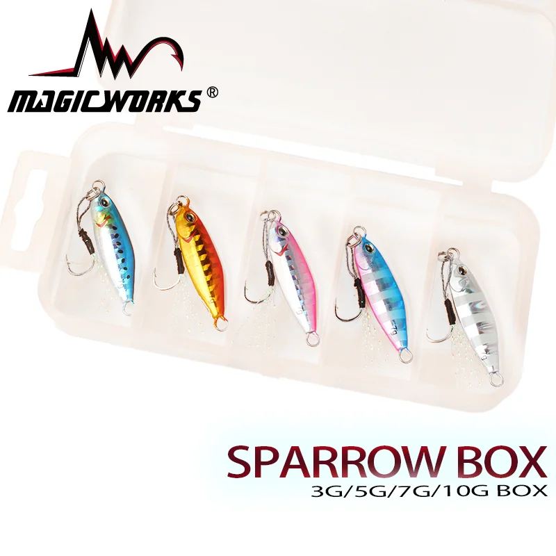 

MAGIC WORKS Casting Metal jigging 3g 5g 7g 10g 5PCS/Box Micro Jigs Sinking Fishing Carp Fishing Lure Sea Bass Artificial Bait