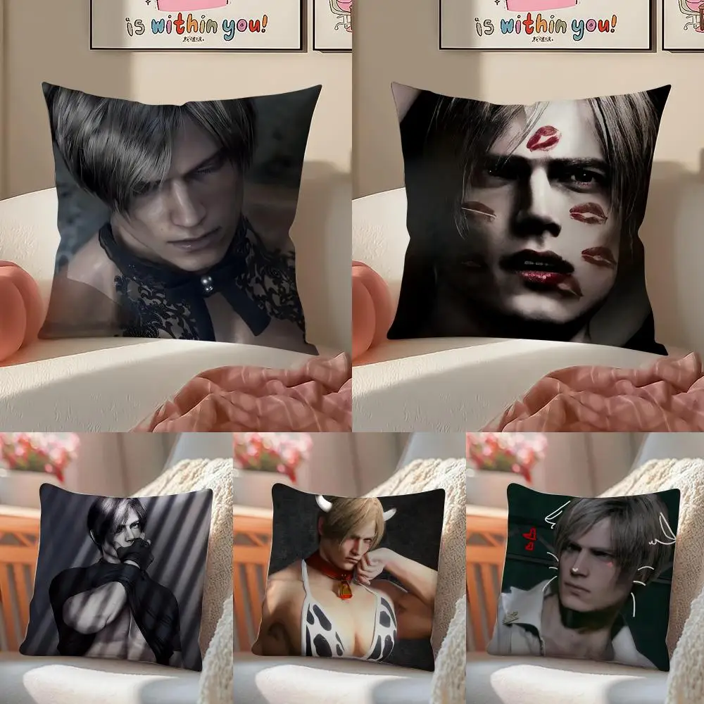 Leon S. Kennedy 베개 커버 패턴 인쇄된 베개 커버 거실 소파 쿠션 커버 및 침실 장