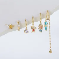 6pcs Cute Zircon Cartoon Fairy Tales Drop Dangle Earrings Set For Women Fashion Jewelry Gift 1
