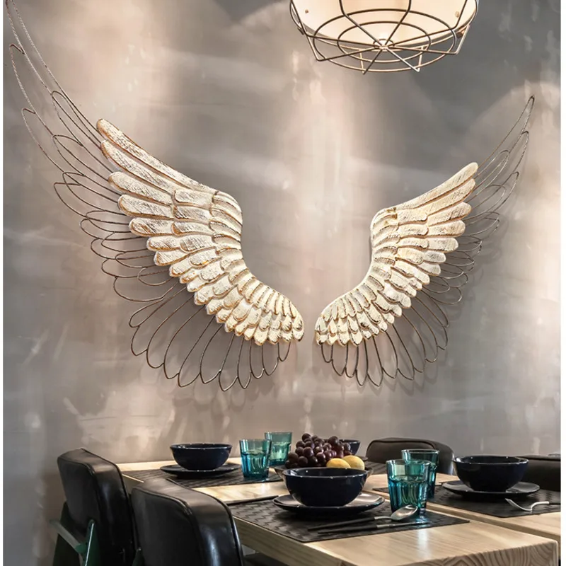 

Industrial Style Angel Wings Iron Do Old Wall Stickers Hand Carved Decorative Pendants Exquisite Scenery Bar Background Props