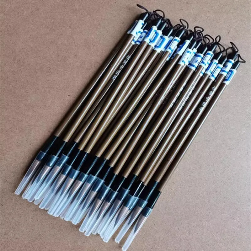 Calligraphy Brush 10Pcs Beginner Weasel Wolf Hair Chinese Writing Wool Bamboo Regular Script
