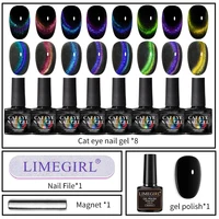 Rainbow Glitter Cat Eye Magnetic Nail Polish Set Starry Sparkle Chameleon Laser Cat Eye Mix Varnish Semi-Permanent Nail Salon Us 2