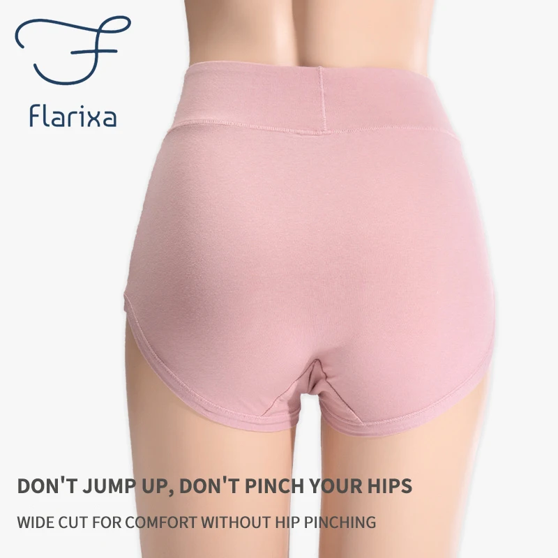 Flarixa Seamless Cotton Briefs Women's Flat Belly Panties With High Waist  Tummy Control Underwear Girl Solid Color Underpants