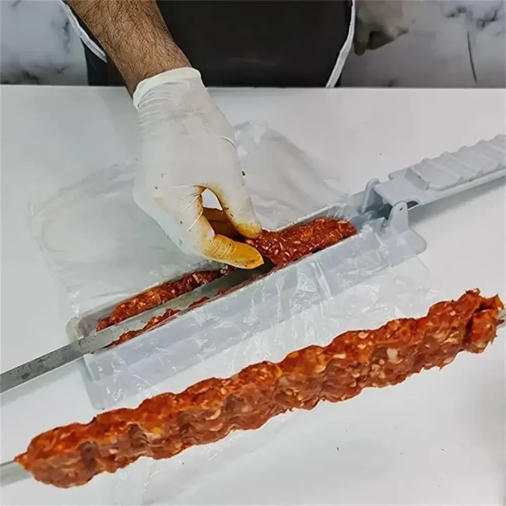단일 행 케밥 메이커, 바베큐 고기 꼬치 기계, 케밥 프레스 메이커, 재사용 가능한 플라스틱 꼬치 메이커, 케밥 준비 바베큐 도구