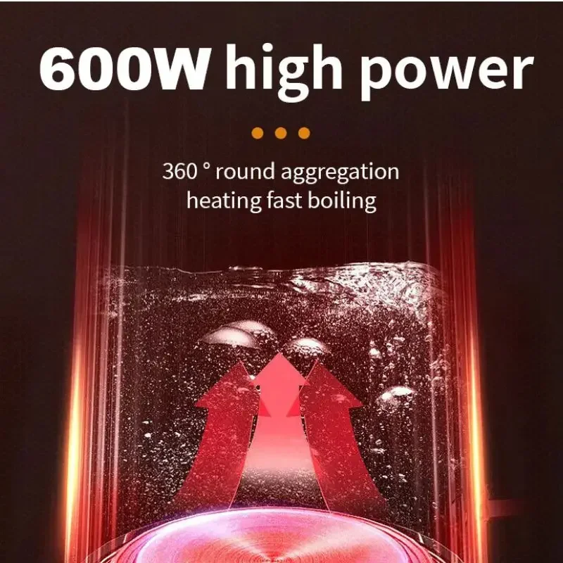 Small Electric Kettles Stainless Steel for Boiling Water, 0.5L Travel Mini Hot Water Boiler Heater, Double Wall Portable Teapot 6