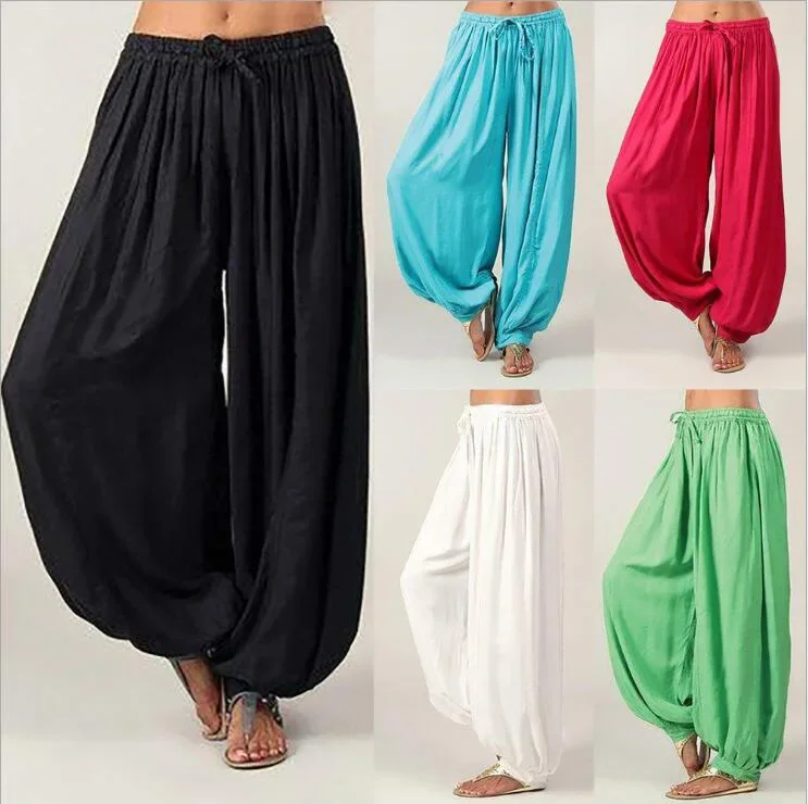 Wide Leg Yoga Pants Women Big Size 5xl Solid Color Casual Loose