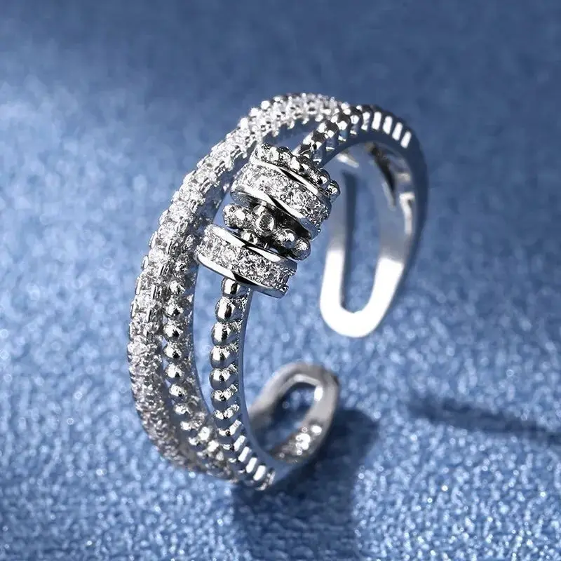 Adjustable Rings Women Anti Stress Anxiety Fidget Spinner Rotating Ball Accessories Jewelry Gift fidget rings fashion rings fashion ring finger rings metal rings