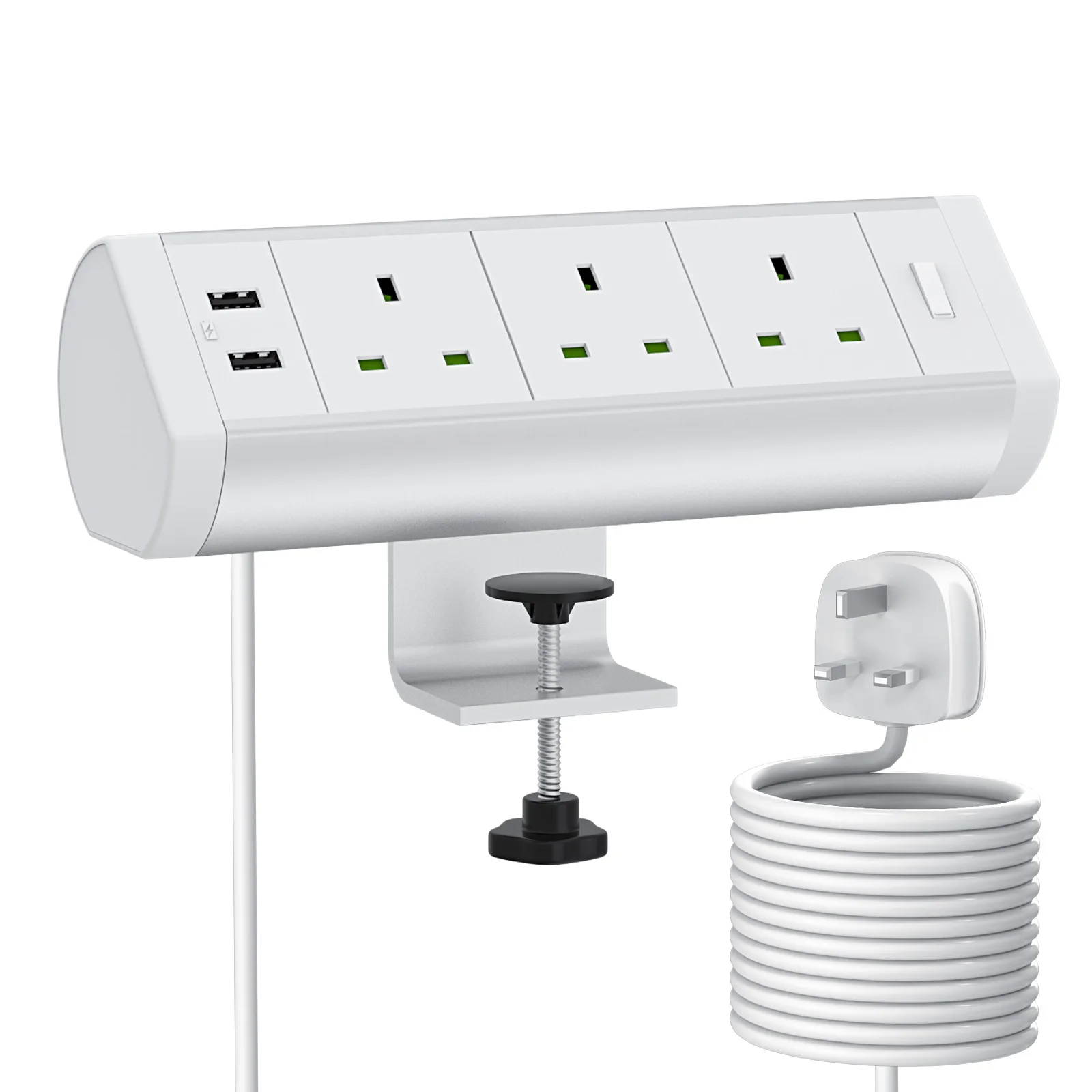 

Surge Protector Power Desk no punch Mount Multi Outlet Home Office Table Removable Furniture Clamp on power socket