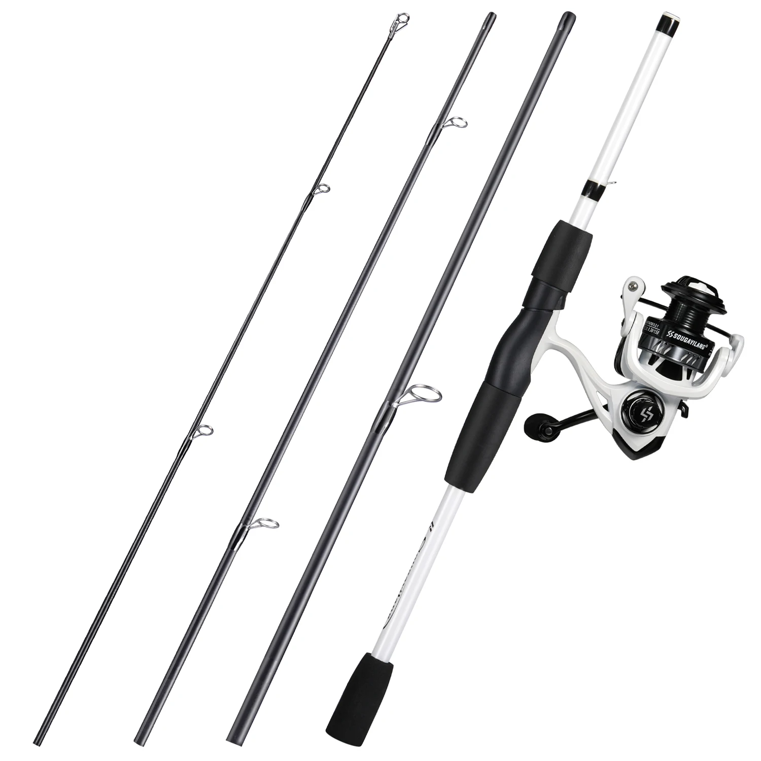 Description Picture 4 of itemSougayilang 1.98m Fishing Full Kits 4 Sections Spinning Fishing Rod and 5.2:1 Fishing Reel and Line Lure Hook Bag Tools Combo