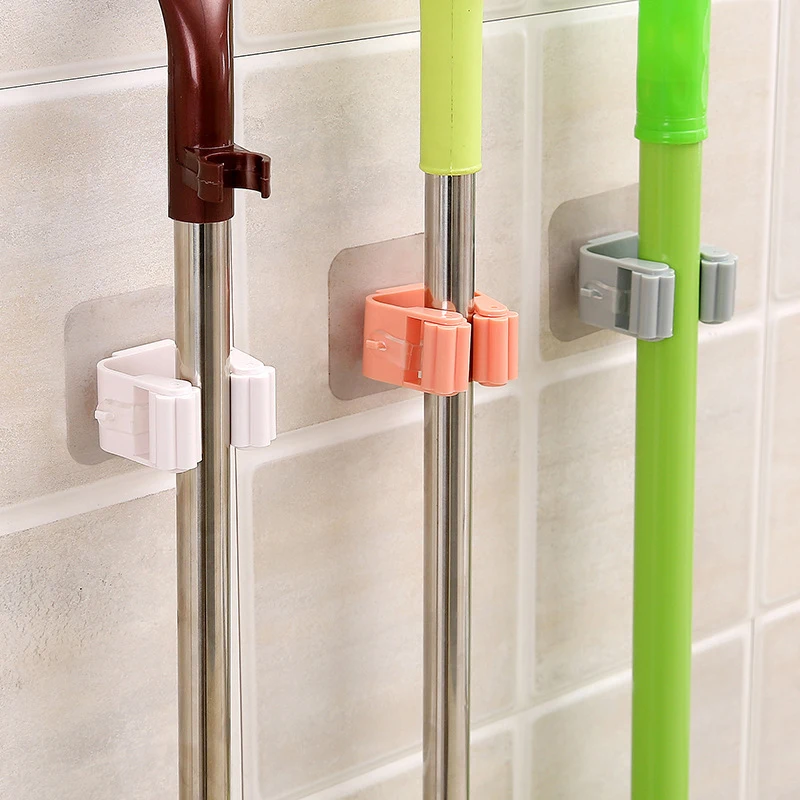 Mop Rack Bathroom accessories Wall Mounted Shelf Organizer Hook Broom Holder Hanger Behind Doors/On Walls Kitchen Storage Tool |