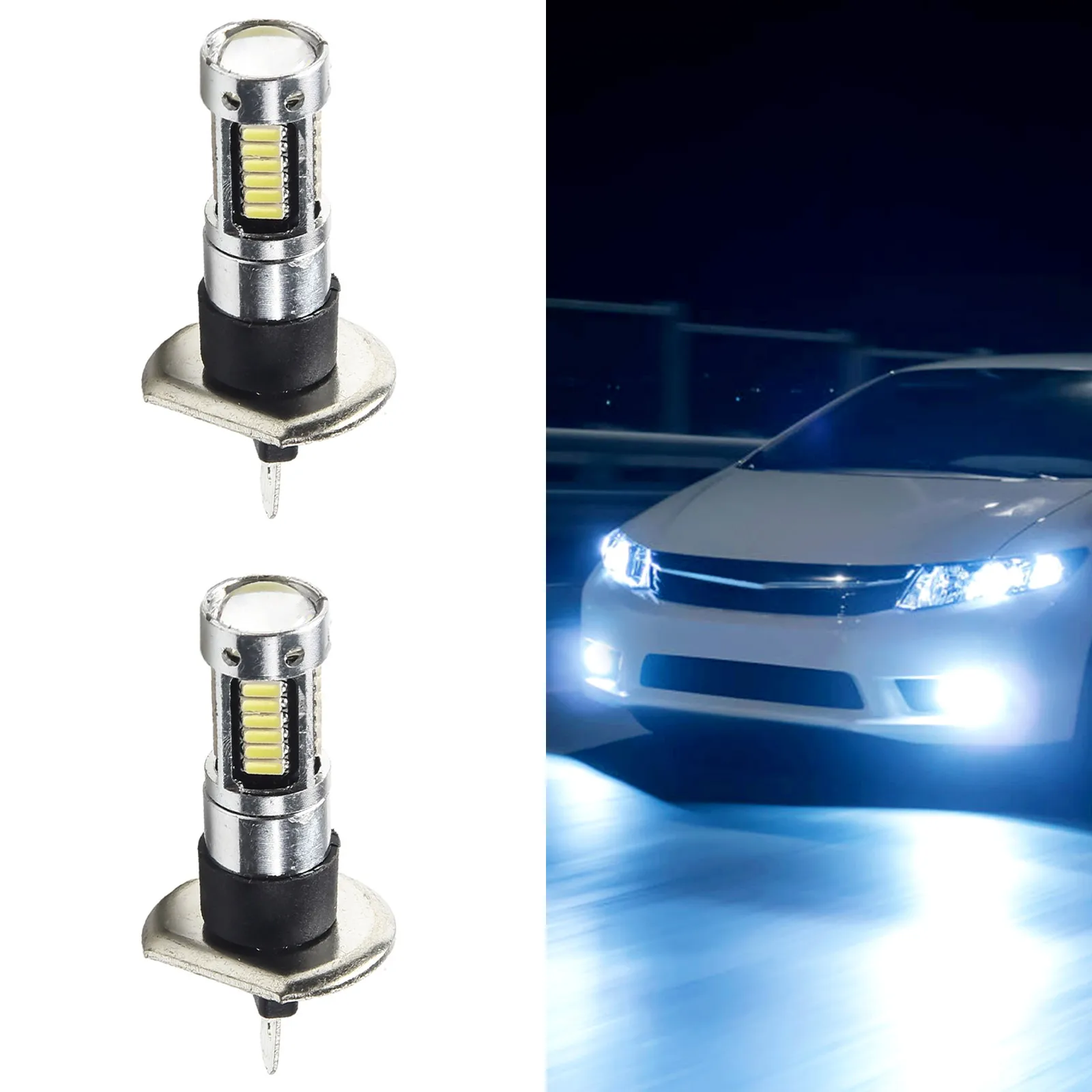 2x LED 안개등 전구 키트, 자동차 6000K 헤드라이트 전구 키트, 안개등 운전 전구 키트, 매우 밝은 흰색 DRL LED
