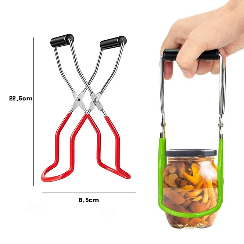 Canning Jar Lifter Tong Stainless Steel Can Tong Clip With Grip Handle Heat Resistance Anti-Clip Glass Bottle Holder KitchenTool 6