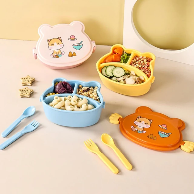 Lunch Box Useful Food-grade 3 Compartment Cute Cartoon Lunch