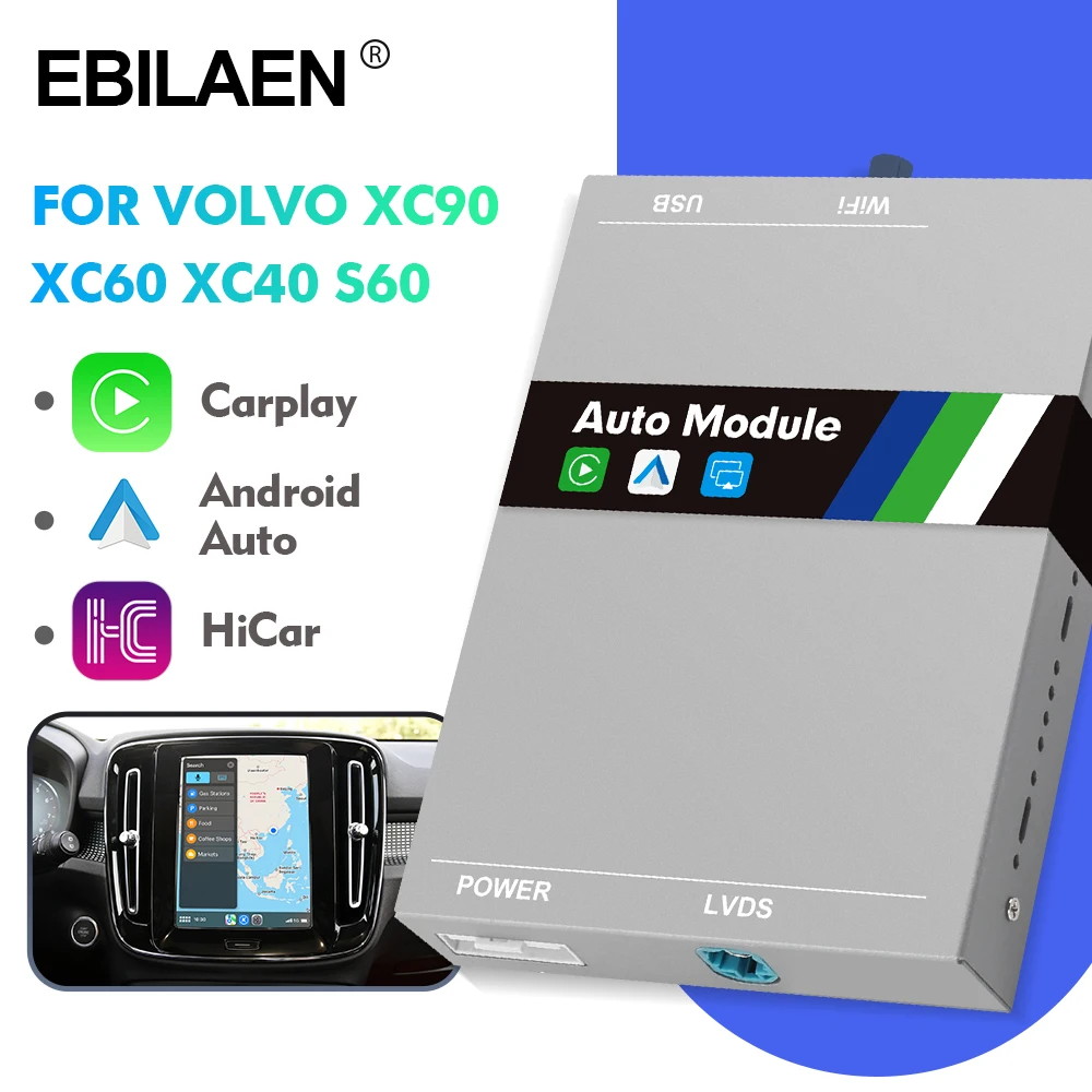 EBILAEN Wireless Full Screen Carplay For Volvo XC90 XC60 XC40 S60 S90 V60 Android Auto Camera Hicar Bluetooth Ｍodule Box