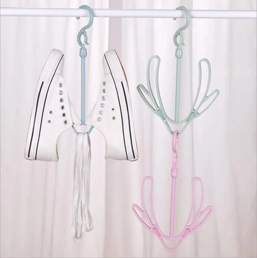 Plain Colour Shoe Drying Rack Space-Saving Hanging Shoe Holder for Balcony Travel  Plastic Shoe Hanger