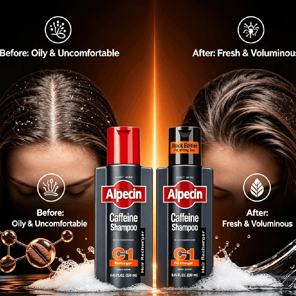 Shampoo alla Caffeina Alpecin C1 Tedesco, Anti-Caduta, Controllo Oleosità, Rimozione Forfora, Pulizia Profonda dei Follicoli, Riparazione dei Capelli - immagine 3