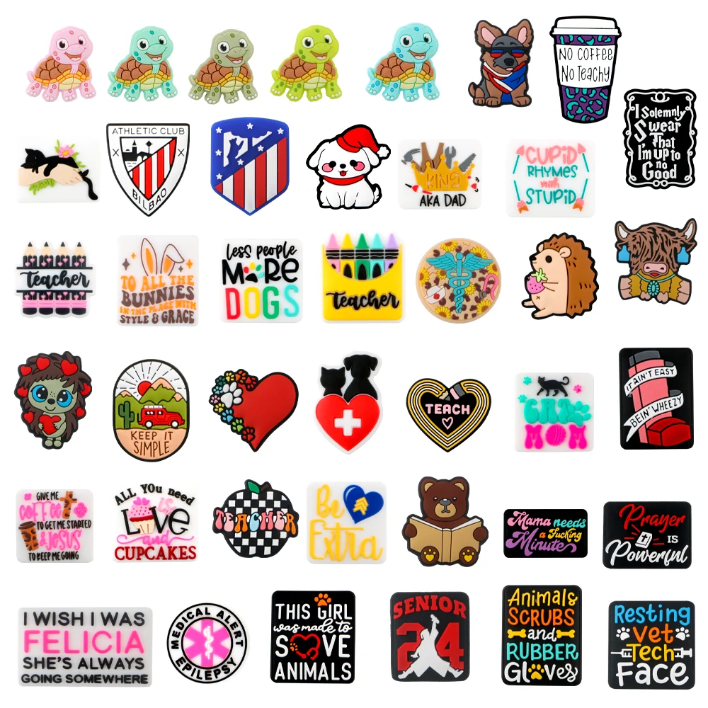 

5/10pcs New Pencil Teacher Hound Cat Silicone Beads Cartoon Focal Bead For Jewelry Making DIY Necklace Bracelet Accessories