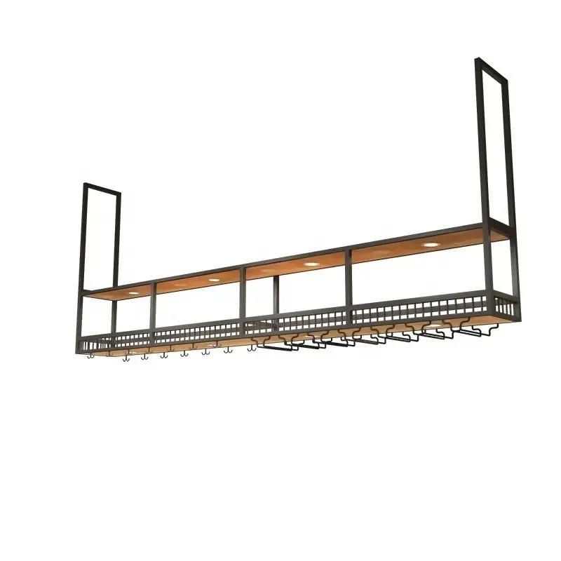 Stainless steel Bar Ceiling Hanging Wine Bottles Shelf Bar Restaurant Decoration Furniture
