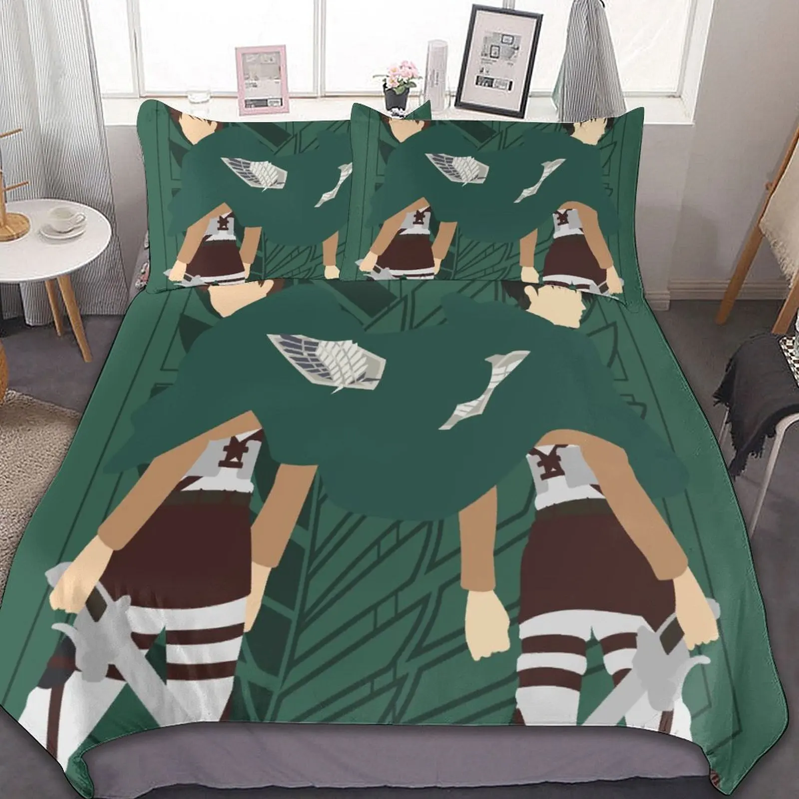 

3-Piece Bedding Set (1 Duvet Cover + 2 Pillow Shams) Anime Attack On Titan 1 Style 86"x70",79"x90",90"x90"