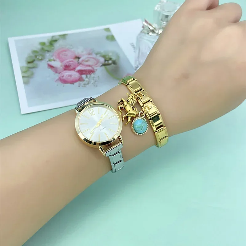 Charm Bracelet 9mm Width Daisy Horse Heart Boy Girl Trophy Italian Stainless Steel Fit Bracelet Jewelry Making