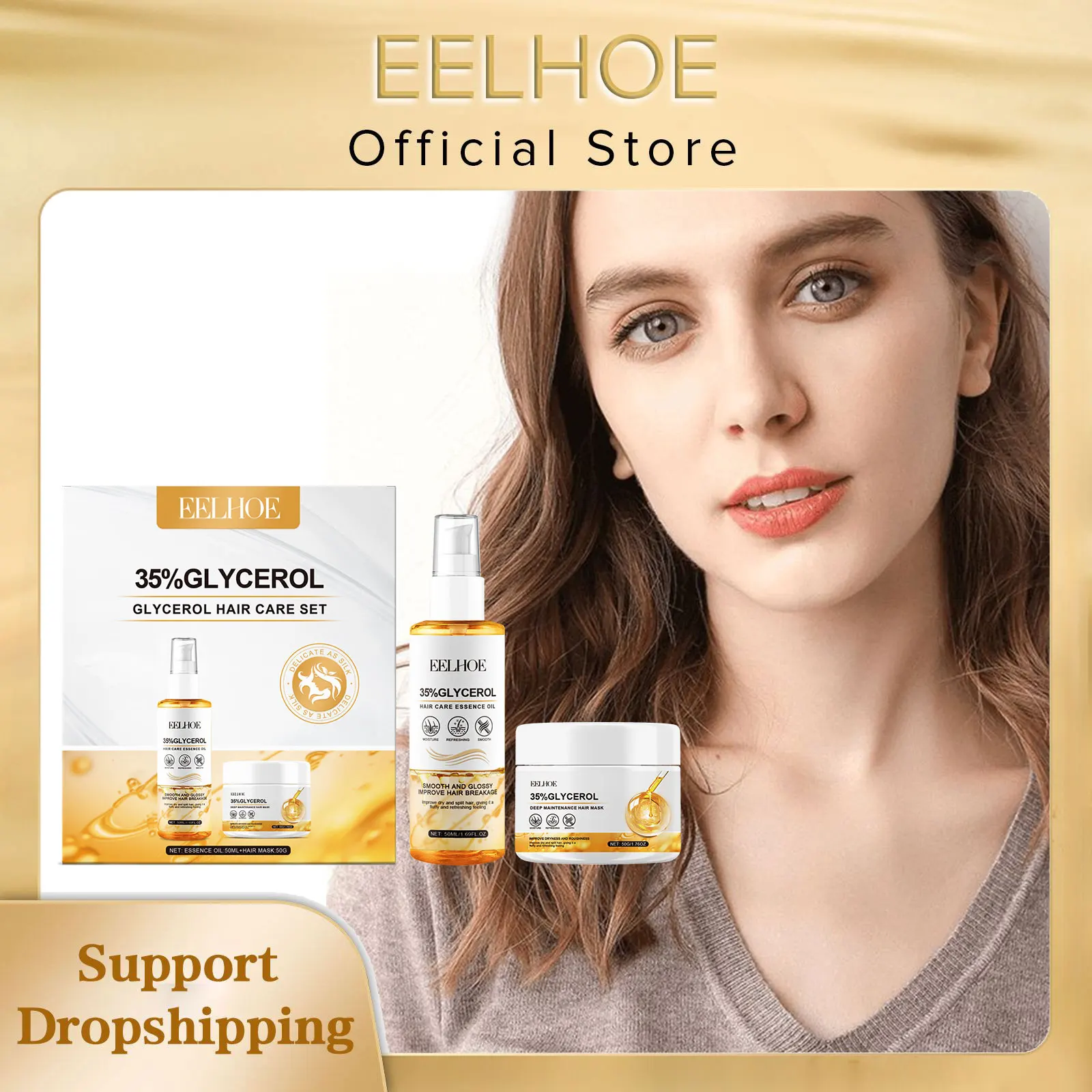 thumbnail image 1 of Kit de cuidado capilar con glicerina Aceite esencial de ácido hialurónico para productos de rápido crecimiento del cabello Mascarilla mágica para el cuidado del cabello Smooth Fortalece, 1 of 4