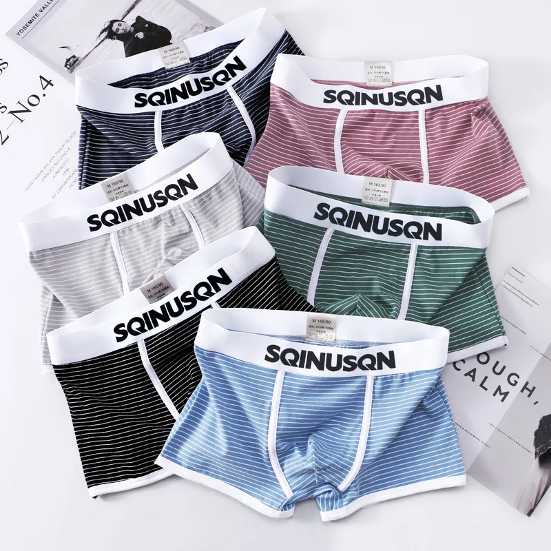 

Classic Striped Men's Underwear Cotton Sports Breathable Youth Shorts Mens Boxers Sexy Men Underpants Seamless Male Boxer Pants