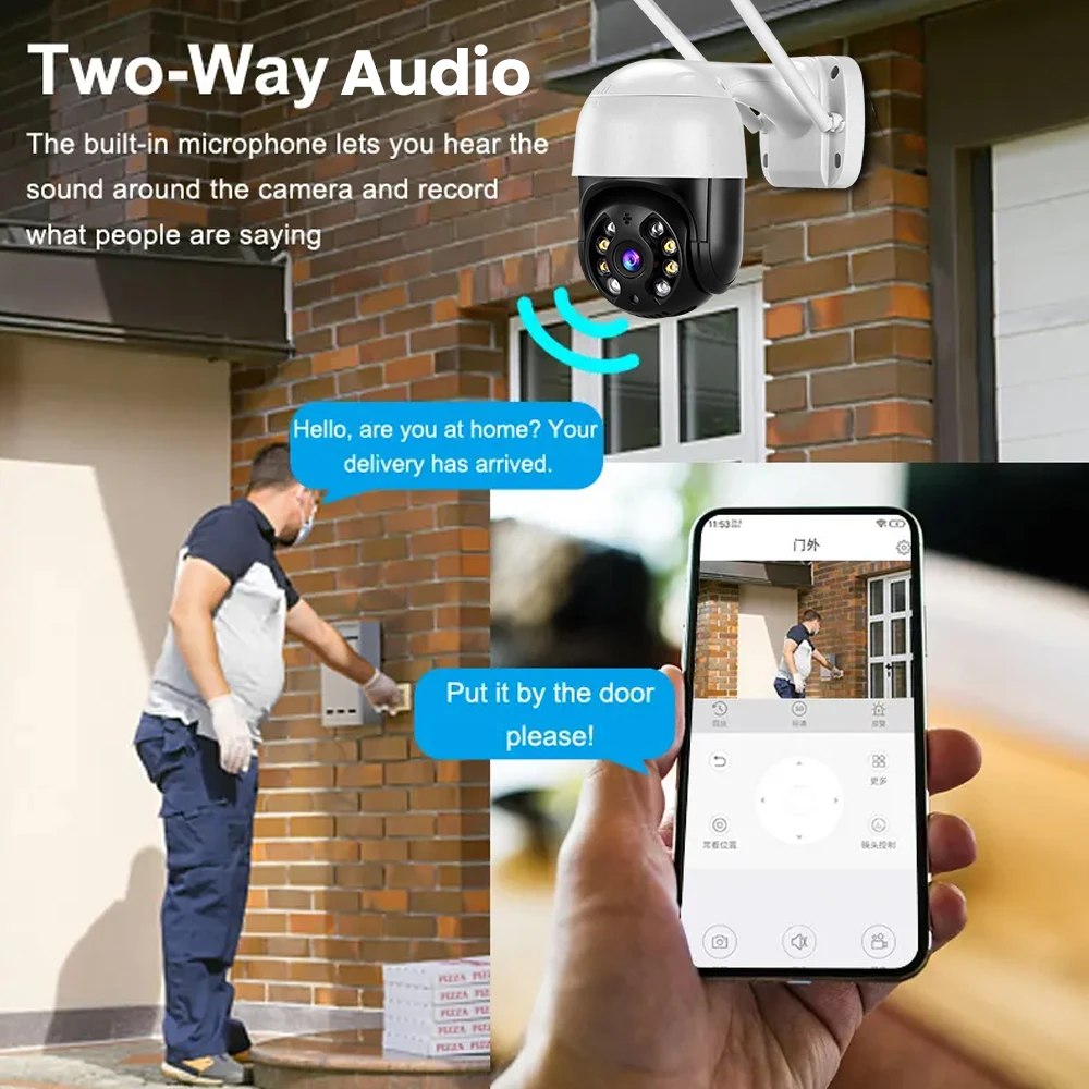 4K 8MP PTZ Wifi IP Camera Esterna 4X Zoom Digitale AI Rilevamento Umano Telecamera Senza Fili H.265 P2P Audio 1080P 5MP Telecamera di Sicurezza CCTV - immagine 3