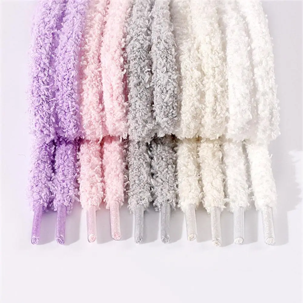 Shoe Laces Shoe Accessories 1 Pair Plush Towel Shoelaces Cute Soft Fluffy 140cm Long Round for Casual Canvas Sneakers