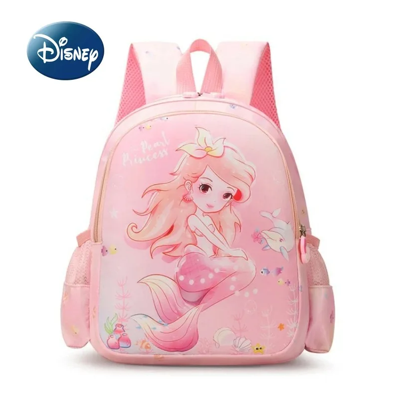 Disney Mermaid New Girl Backpack Cartoon Cute Girl School Bag Large Capacity Lightweight Children's Backpack Multi Functional