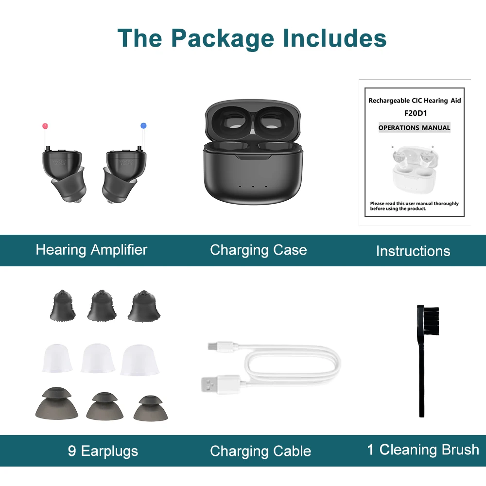 Rechargeable Hearing Aids Invisible Mini Noise Reduction Adjustable Sound Amplifier Wireless Ear Device for Elderly Audifonos 6