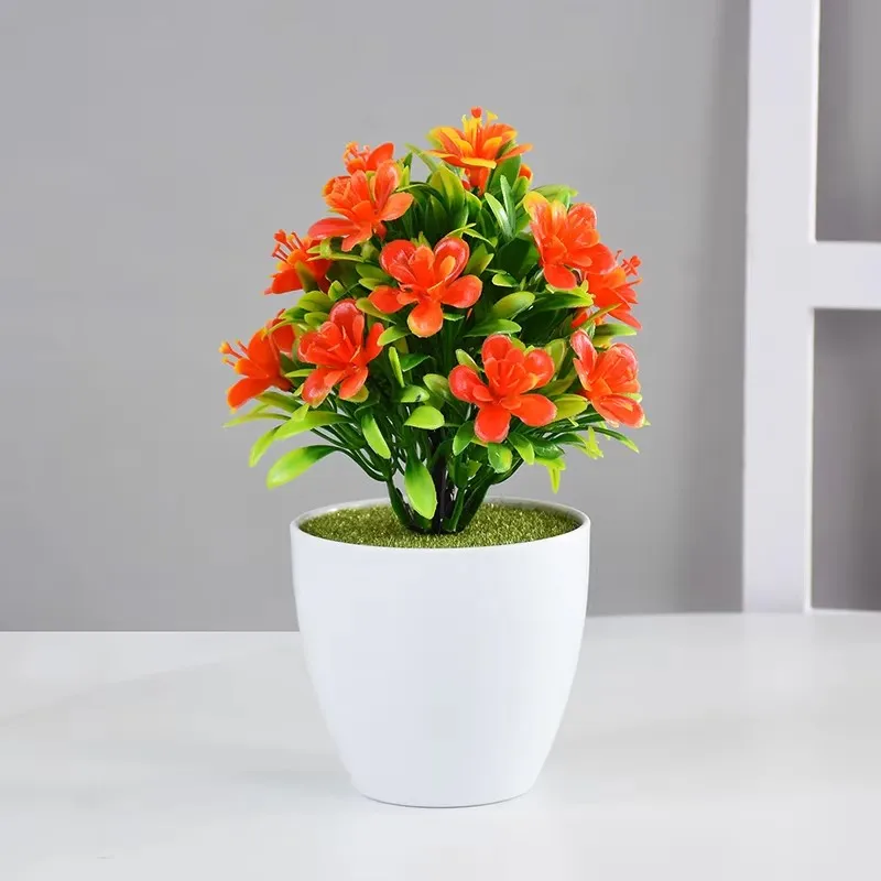 Artificial Potted Bonsai with Flowers – Decorative Tabletop Accent for Home, Wedding, Hotel, and Office Decor