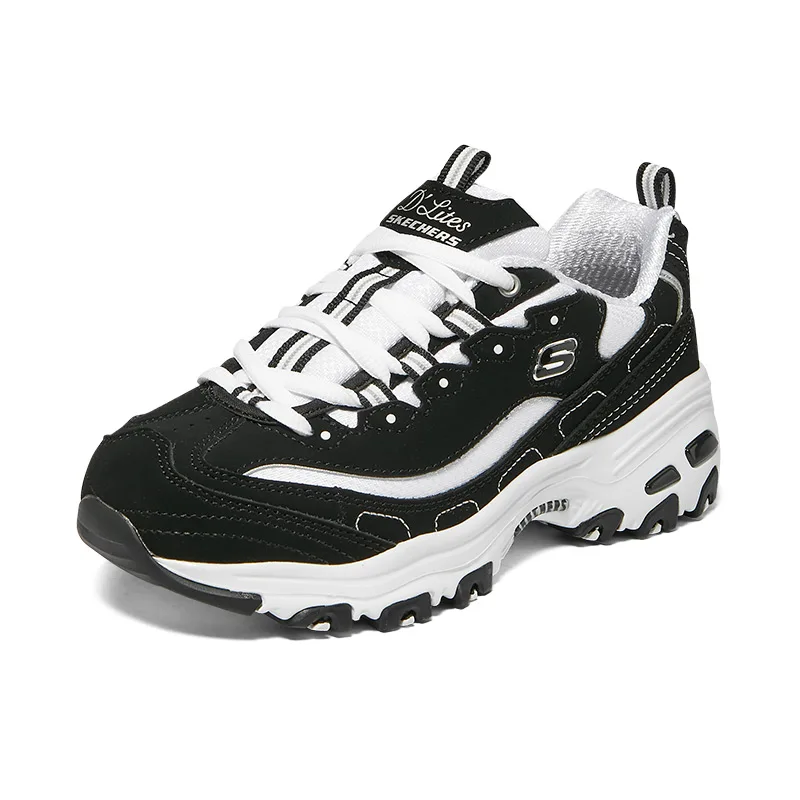 

Skechers shoes for women d'LITES Black and White Panda, thick soles, low cut, Daddy Shoes, Chunky Sneaker