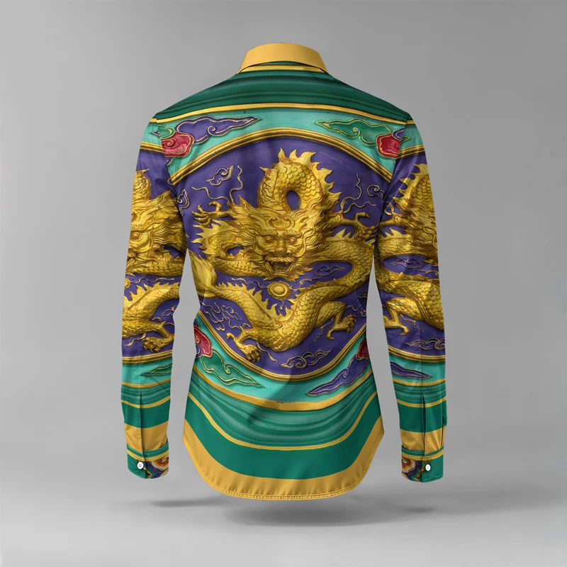 2025 Spring Summer Men Shirt Set Brand Print Fashion Printing Two Piece Set Mens Light Luxury Lightweight Party Long Sleeves_voghion.com