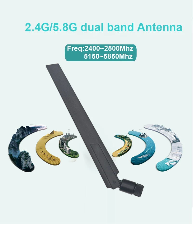 Dual Band 2.4G 5.8G Rubber Omni WiFi Router Antenna High Gain 10dbi Aerial With SMA RPSMA Male