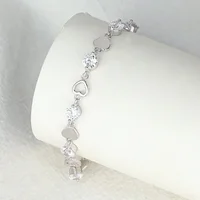 Luxury 925 Silver Heart Zircon Bracelet for Women