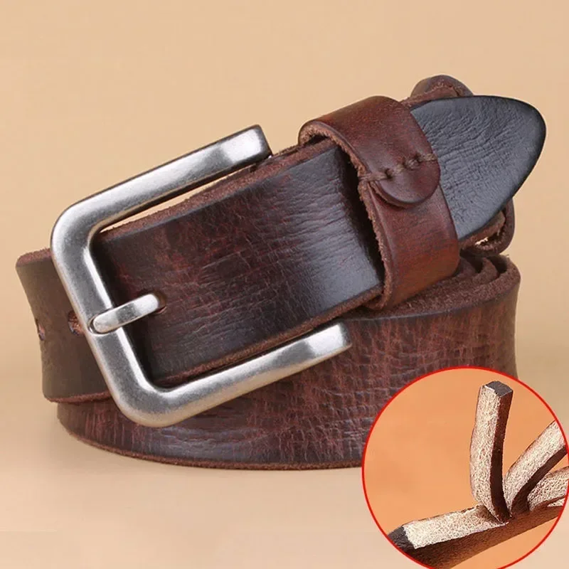 2026 Hochwertiger Herren-Gürtel aus Echtem Leder, Erstklassiges Reines Leder, Dornschließe, Jeans-Modegürtel für Männer, Luxus-Designermarke