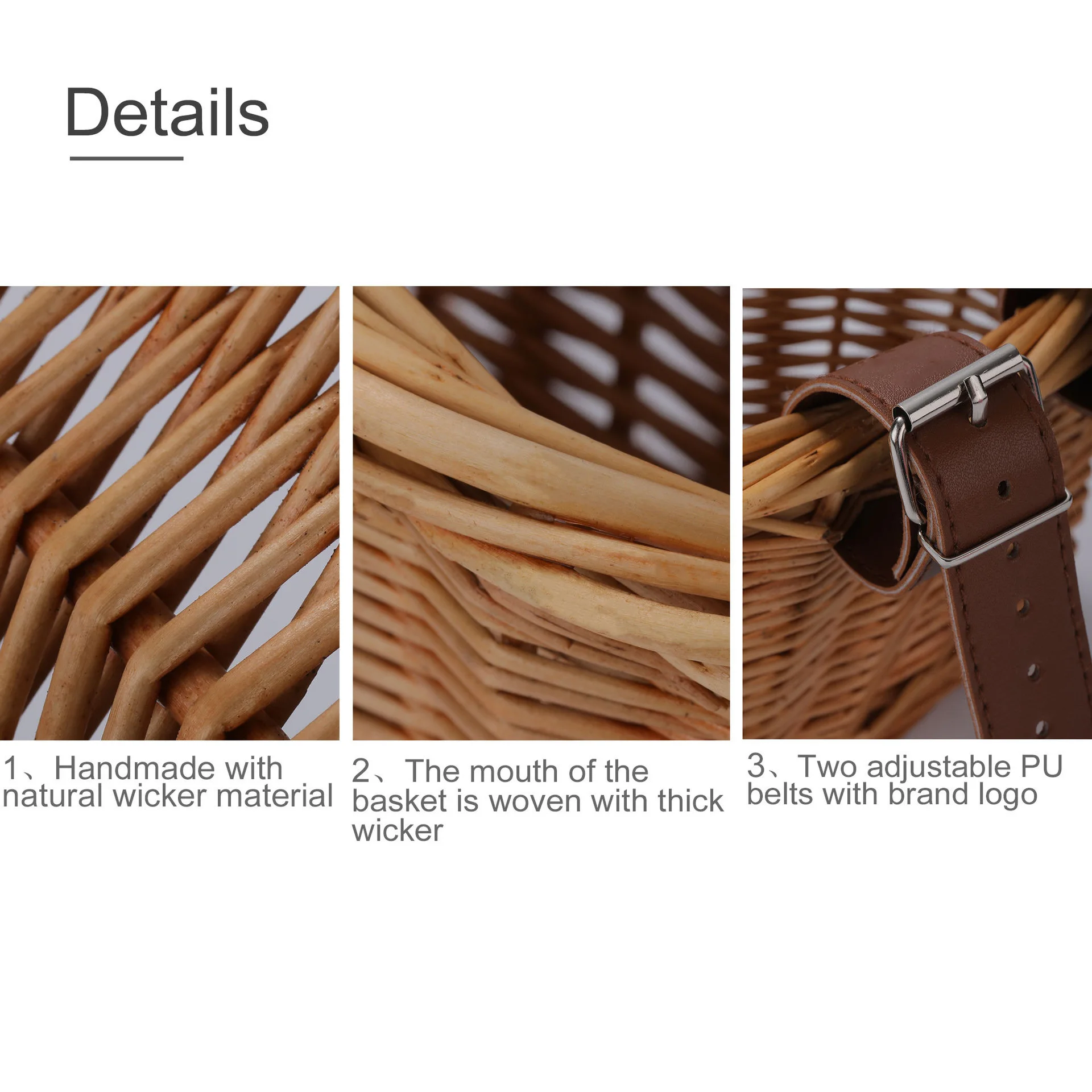 Bicycle Front Wicker Woven Basket for Kids Bike Scooter Handmade Waterproof Detachable Storage Basket Baggage Bags