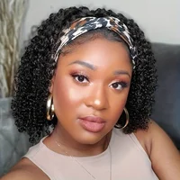 Perruque bandeau sans colle 100 % cheveux humains brésiliens Remy, densité 200 %, ondulée, bouclée, fabriquée à la machine pour femmes 2