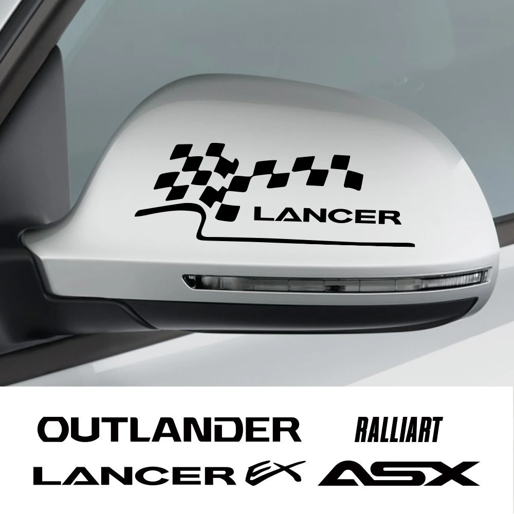 2PCS Car Rearview Mirror Sticker For Mitsubishi Lancer 10 X 3 9 EX Outlander ASX Ralliart Competition Auto Decals Accessories |