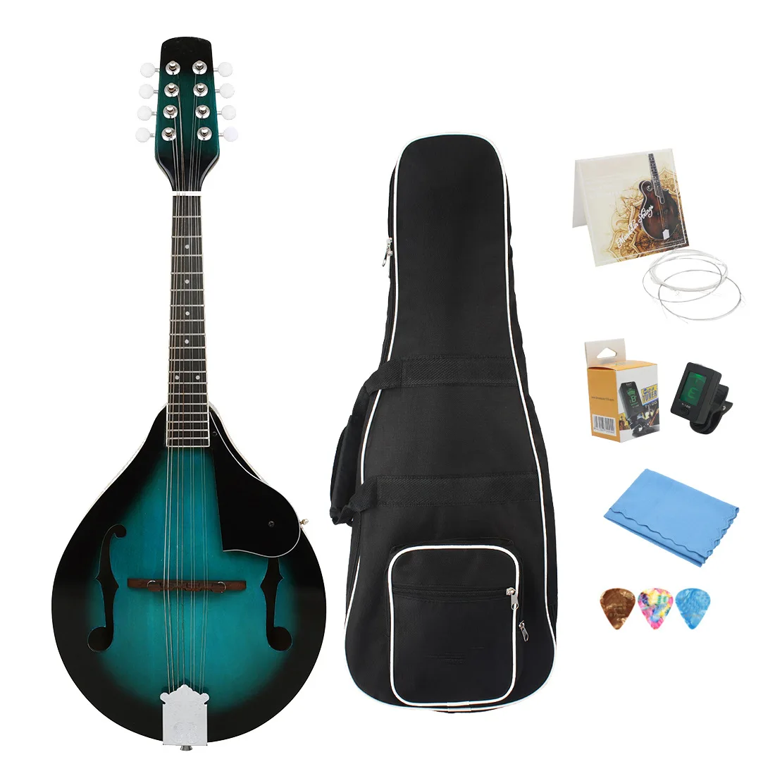 Tibetan ethnic instrument mandolin stone green eight stringed mandolin Western instrument guitar set