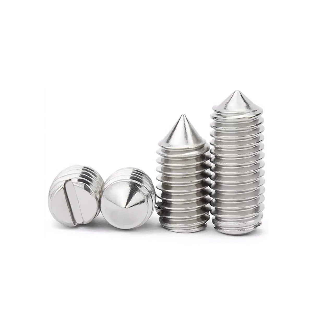 

304 Stainless Steel Slotted Screw Head Cone Point Grub Set Screw Tapered End Headless Bolt M4M5M6M8M10