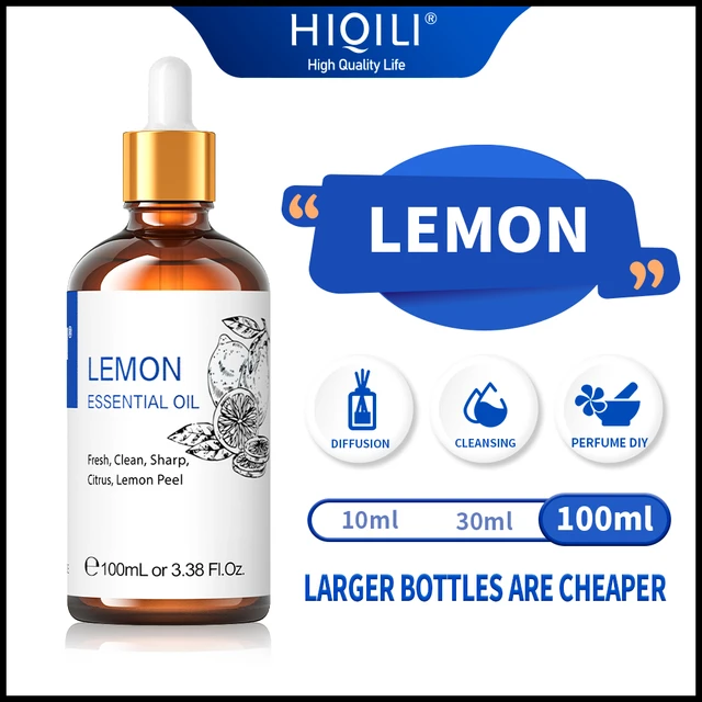 HIQILI oli essenziali al limone da 100ML per  diffusore/umidificatore/massaggio/olio aromatico per aromaterapia per  candele/produzione di sapone e cura dei capelli - AliExpress