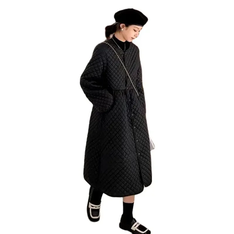 Manteau long à col roulé en coton rembourré pour femme enceinte, veste au-dessus du genou, vêtements d'extérieur d'hiver, combinaison de grossesse, grande taille