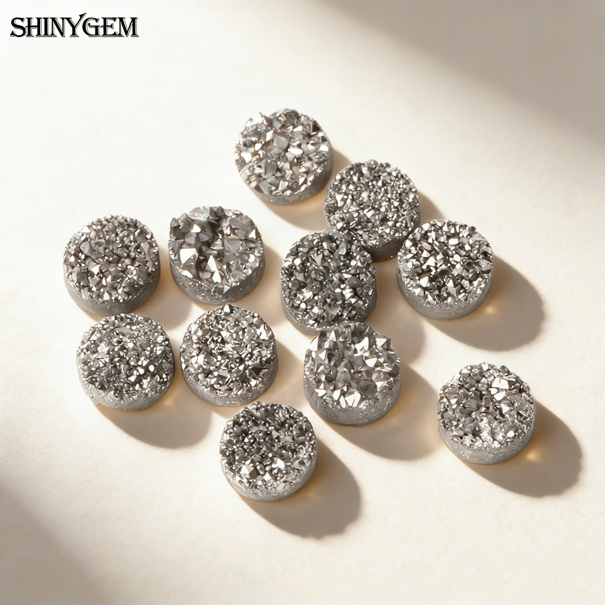 보석 제작용 12mm 블루 드루지 쿼츠 불규칙 표면 티타늄 원형 스톤 비즈 무광 카보숑 DIY 귀걸이 재료 10개/세트
