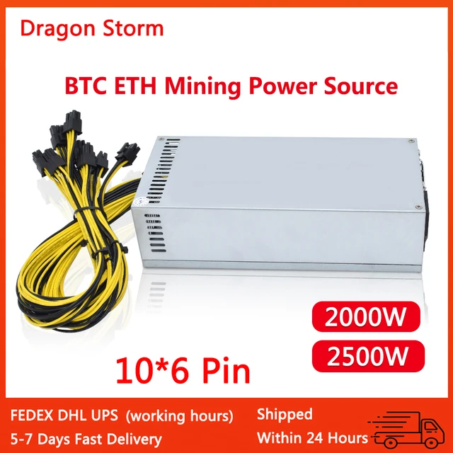 2000W 2500W High Quality BTC 2U Mining Power Supply  ETH Rig Ethereum Miner S9 S7 L3+ Low Power Consume 1