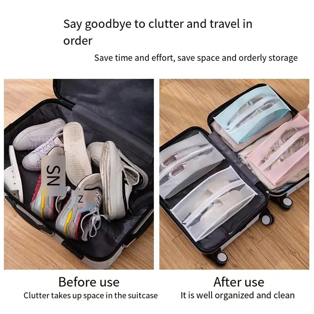 Shoes Storage Bags Travel Portable Sturdy Zipper Pouch Case Waterproof Pocket Shoes Organizer Clothing Tranparent Hanging 3PCS shoe organizer