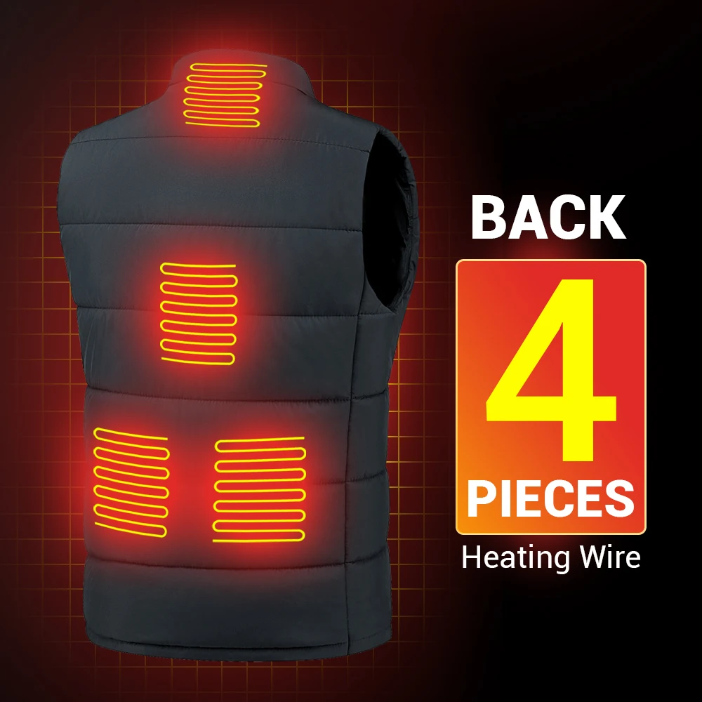 New 8 Places Heated Vest Men Women Usb Heated Jacket Heating Thermal Clothing Hunting Winter Fashion Heat Waterproof Jacket