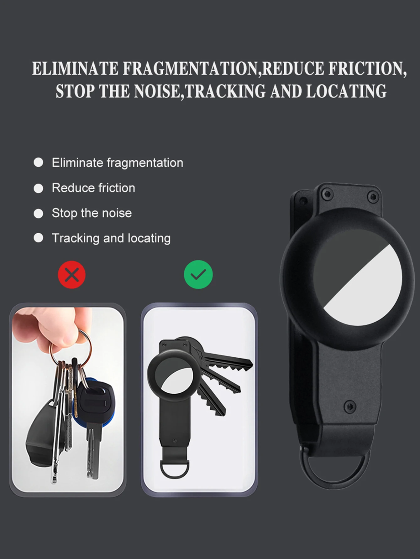 Schlüssel-Organizer für Herren – kompakter metallischer Schlüsselhalter, minimalistischer, innovativer Schlüsselhalter für Airtag-Halter | Der Schlüsselanhänger sichert 2-5 Schlüssel – Detail 3