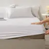 100% Cotton Fitted Bed Sheet with Elastic Band Solid Color Anti-slip Adjustable Mattress Cover for Single Double King Queen Bed 3