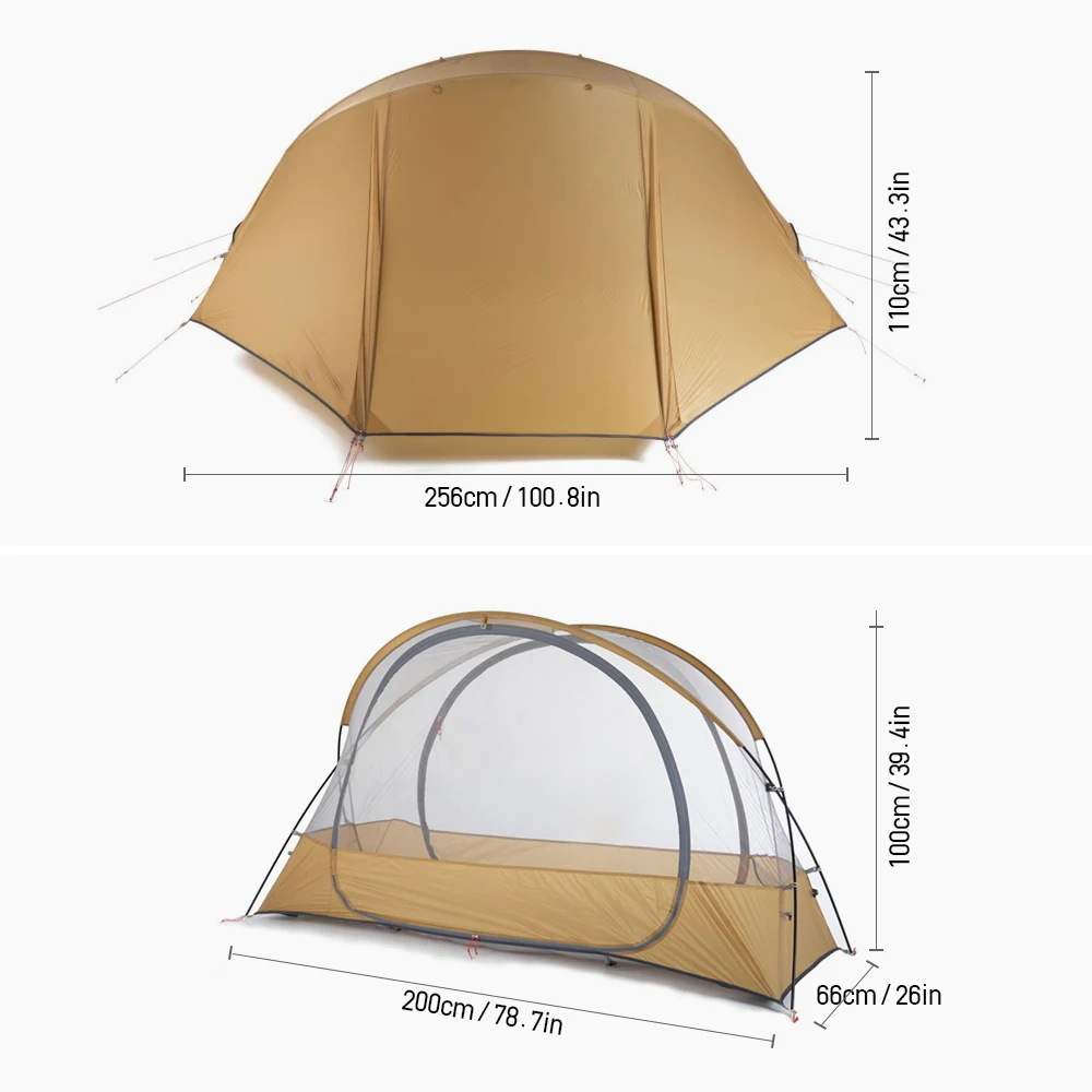 1 Person Tent Lightweight Backpacking Tent with Elevated Platform Double layer for 4 Season